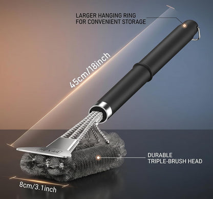 HEXAR® Grill Brush – BBQ Cleaning Scraper for Outdoor, Weber Cleaner Kit Grilling Tools, Barbecue Metal Rescue Brushes, Scrubber Stainless Steel Bristles, Charcoal Accessory Barbecue Accessories