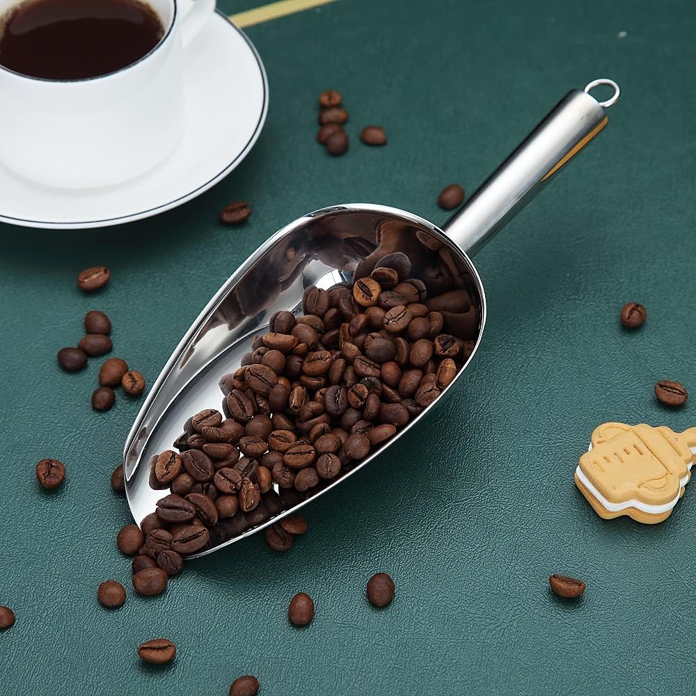 Gold Ice Scoop, Fashion Ice Cream Scoop, Premium Stainless Steel Cookie Scoop, Dog Food Scoop, Sturdy Flour Scoop, Utility Candy Scoop, Dishwasher Safe (8oz/9 Inch)