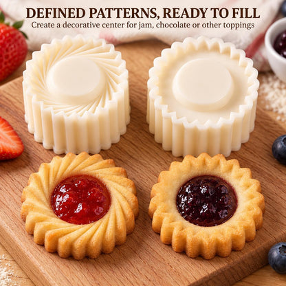 Christmas Tree Cookie Press, Double-Sided Pastry Mold Set, 2-Pack (Silver)