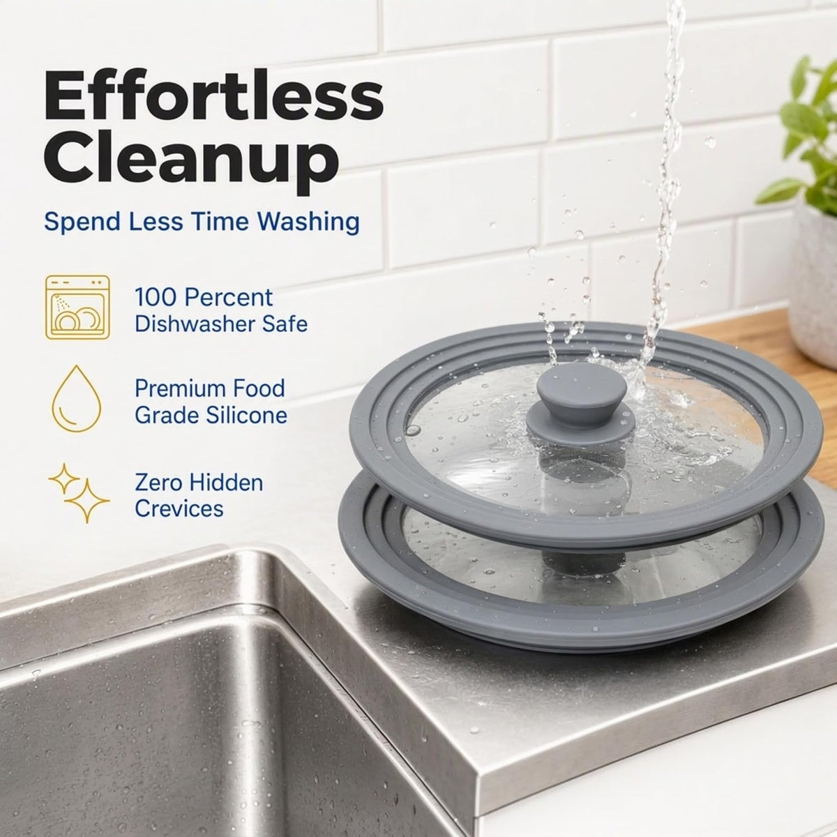 Universal Lid for Pots, Pans & Skillets, 7.5-11.5" Cookware