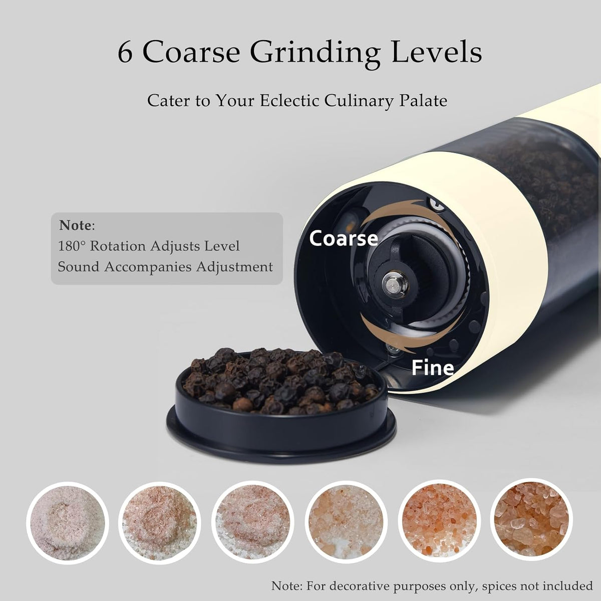 Electric Salt and Pepper Grinder Set, USB Rechargeable, Automatic Salt and Pepper Mill Grinder with Adjustable Coarseness, Electric Salt Shakers, LED Light, Refillable (2 Packs, Greige)