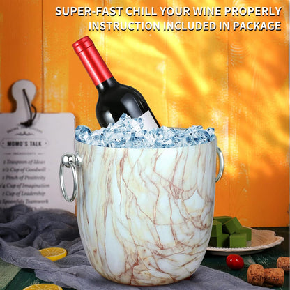 Ice Bucket with Lid, Scoop, Tongs and Strainer - Well Made Insulated Stainless Steel Keep Ice Frozen Longer - Ideal for Cocktail Bar, Parties, Chilling Wine, Champagne - 3 Liter (Stainless Steel)