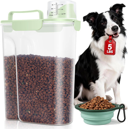 TBMax Pet Food Storage Containers 2 Pack 8-10 Lbs Airtight Dog Food Container Dispenser with Large Spout & Portable Handle, Travel Dog Treat Cat Food Storage Bin Bird Seed Container