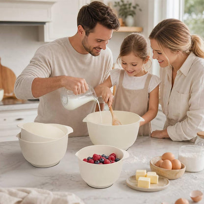 BoxedHome 4.5 Quart Large Plastic Mixing Bowls, Microwave Safe Mixing Bowl Set with Pour Spout, Nesting Bowls for Space Saving Storage(Violet Blue)