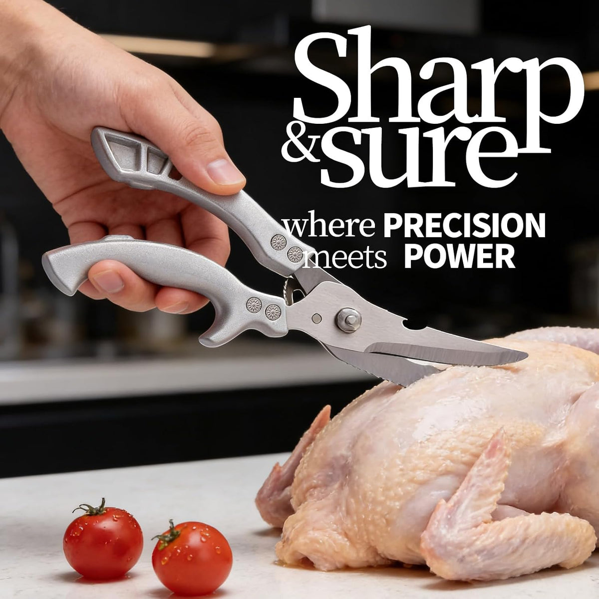Kitchen Scissors Poultry Shears Heavy Duty Black, Dishwasher Safe Japan Kitchen Shear for Food Chicken Scissor, Fish, Meat Cutting Scissors Cooking Shears Gifts for Men Women