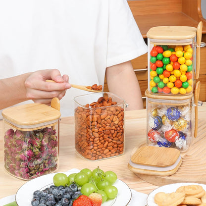 ComSaf 2Pcs Large Glass Storage Containers with Lids 4Qt, 1 Gallon Wide Mouth Flour Sugar Storage Containers, Large Capacity and Sealed for Rice, Cereal, Oat, Easy Clean and Scoop, Pantry Organization