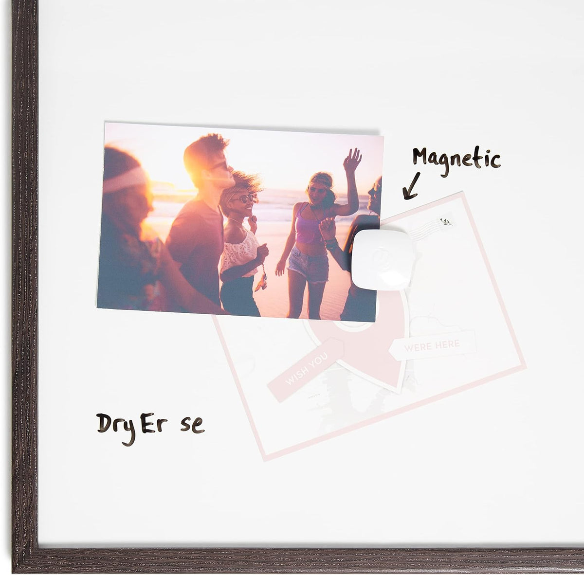 U Brands Framed Magnetic Weekly Calendar Dry Erase White Board, Office Supplies, Black Frame, with Marker, Magnet, 11” x 18”