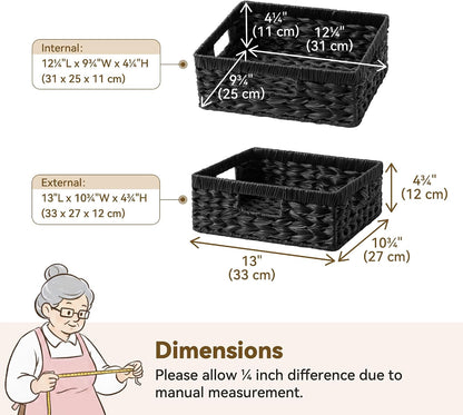GRANNY SAYS Wicker Storage Baskets for Shelves, Water Hyacinth Basket with Scalloped Edge, Storage Wicker Baskets for Pantry, Large, 2-Pack