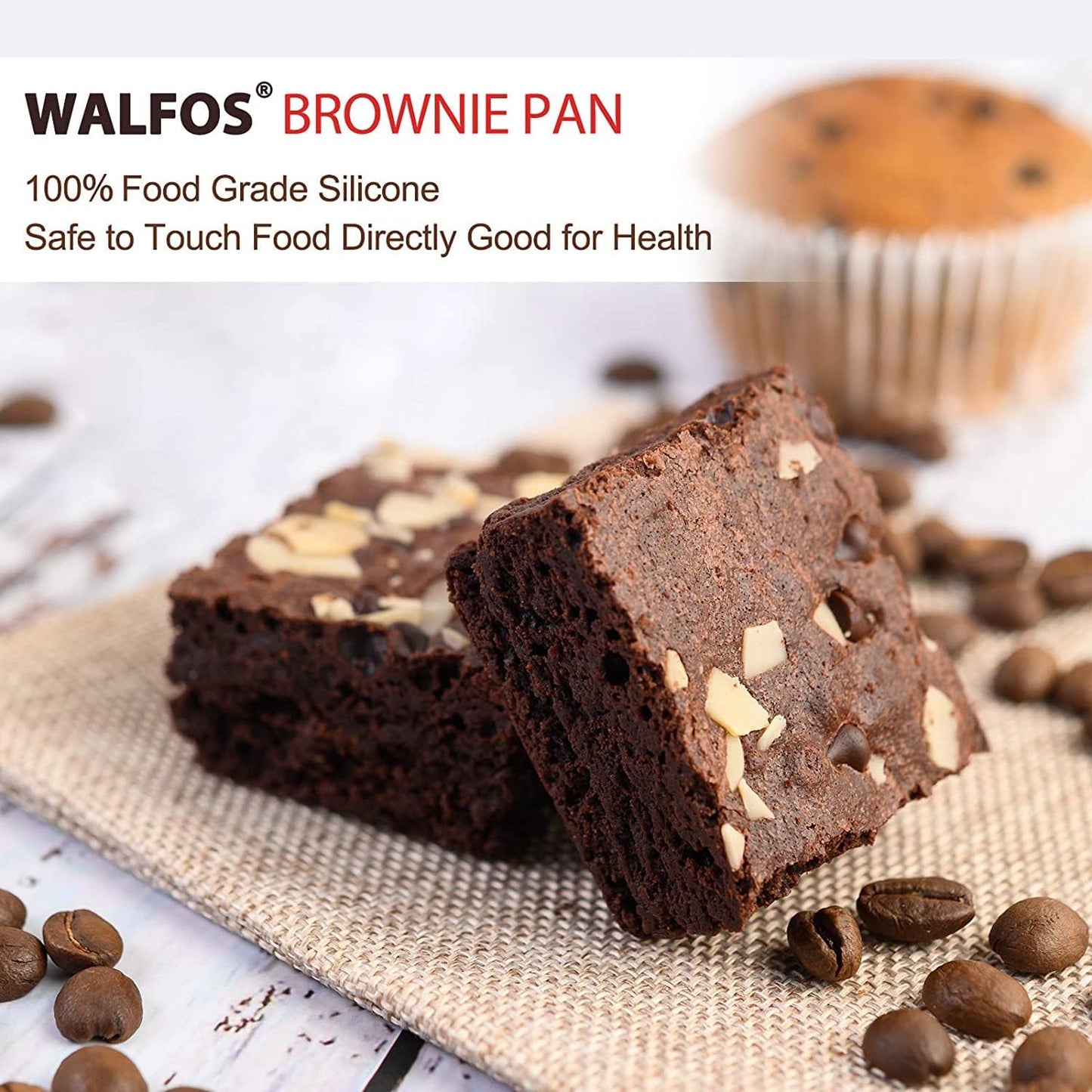 Walfos Silicone Muffin Pan - 6 Cup Non-Stick Silicone Cupcake Pan, Just PoP Out! Food Grade and BPA Free Baking Cups, Perfect for Egg Muffin, Cupcake, Dishwasher Safe (2 Pack Muffin Pan)