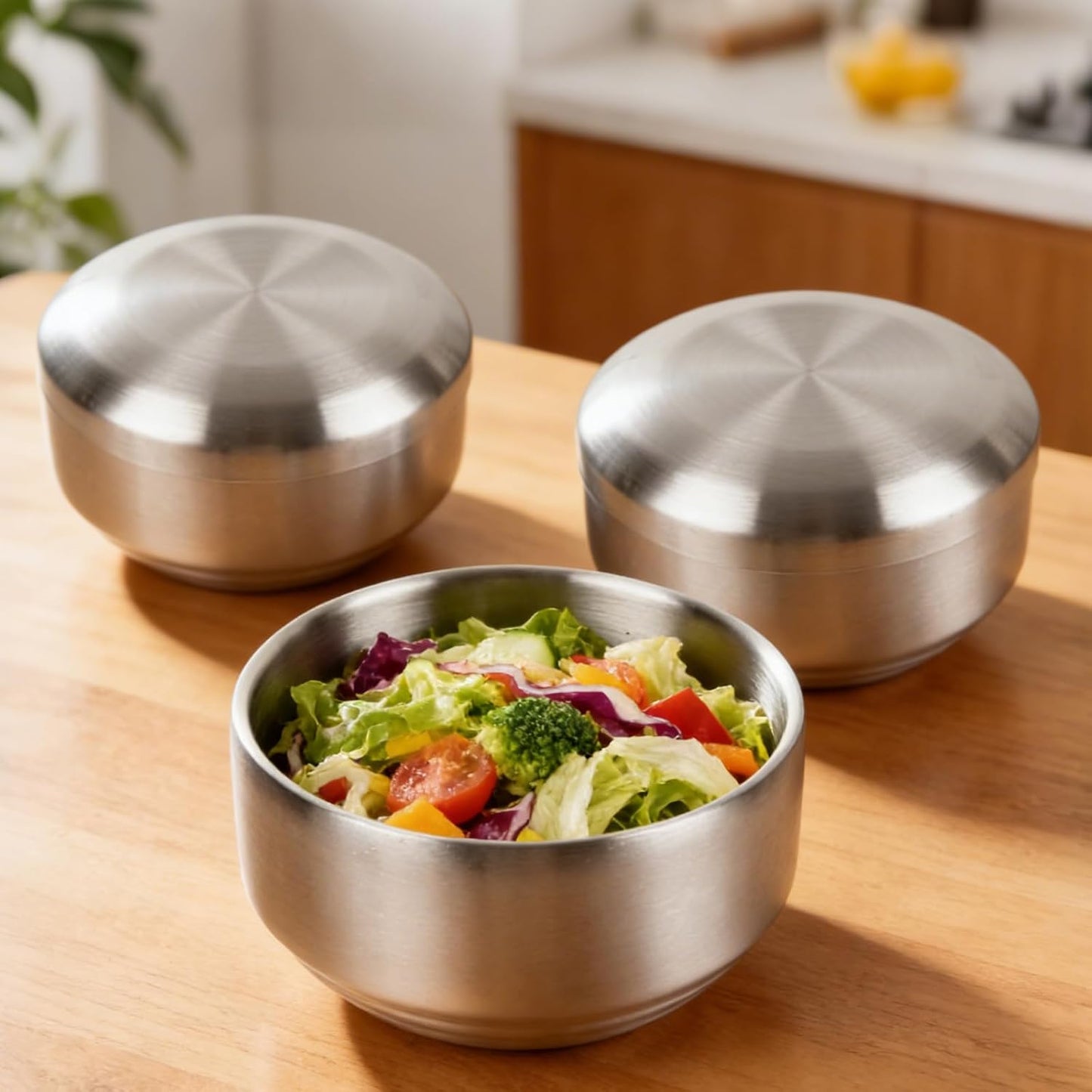 6 Pack 12 oz Stainless Steel Bowl with Lid Korean Soup Rice Bowl for Cereal Kitchen Restaurant Double-walled Anti Scalding Metal Bowls for Soup Salad Noodles Insulated