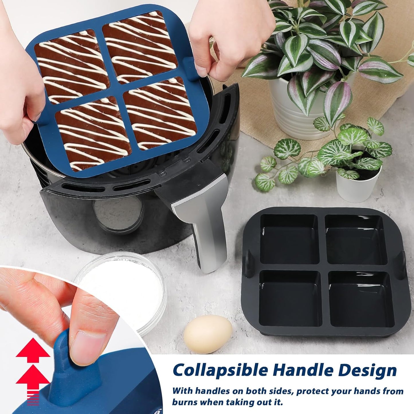 Webake 3PCS Silicone Air Fryer Muffin Pan for Baking 4 Cavity Air Fryer Egg Bites Silicone Mold, Nonstick BPA Free Muffin Tins