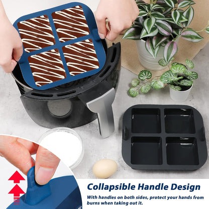 Webake 3PCS Silicone Air Fryer Muffin Pan for Baking 4 Cavity Air Fryer Egg Bites Silicone Mold, Nonstick BPA Free Muffin Tins