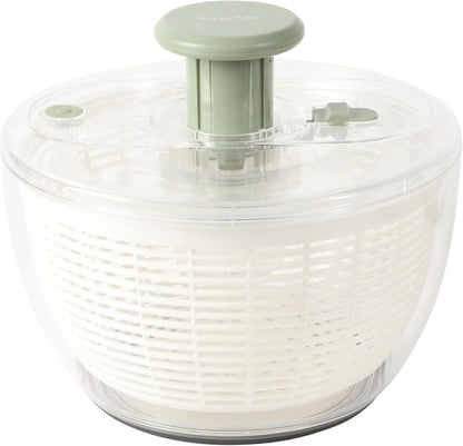 Sur La Table Kitchen Essential 6.3 Qt Salad Spinner, Fruit Wahser, Fruit Washing Bowl with Strainer, Vegertable Cleaner, Salad Cleaner, Lettuce Washer - Juniper Green