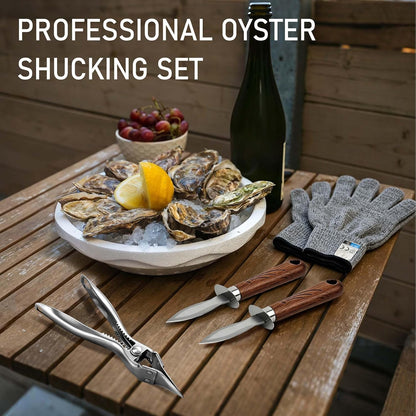 2026 New Oyster Shucker & 2 Shucking Knife Kit with Safety Gloves, Stainless Steel Oyster Opener Easy Leverage Design for Safe Fast Oyster Shucking Keep the Juice