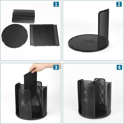 Cup and Lid Organizer Cup Dispenser Coffee Cup Organizer Paper Cup Holder Rotating for Bathroom, Restaurant, Break Room, Coffee Station, Bar, Buffet, Kitchen Cabinet, Countertop,4 Compartment