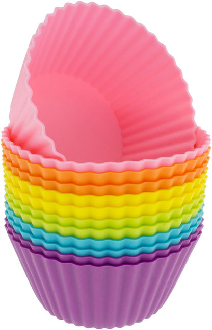 Freshware Cupcake Liners, Pack of 12 Silicone Muffin Cups, 3 Inch Baking Cups, Reusable & Non-stick Cupcake Liners for Party Halloween Christmas, Flower