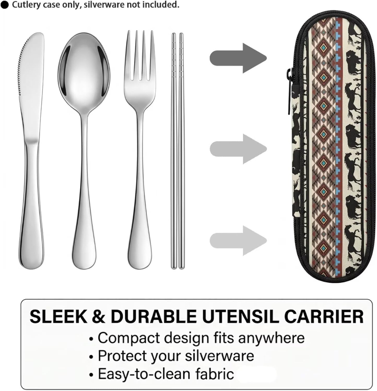 Travel Cutlery Set with Case for Kids Portable Utensil Case Reusable Silverware Pouch for School Travel Lunch Capybara Flower