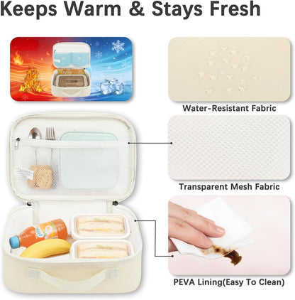 FlowFly Kids Lunch box Insulated Soft Bag Mini Cooler Back to School Thermal Meal Tote Kit for Girls, Boys, Astronaut - Colors B