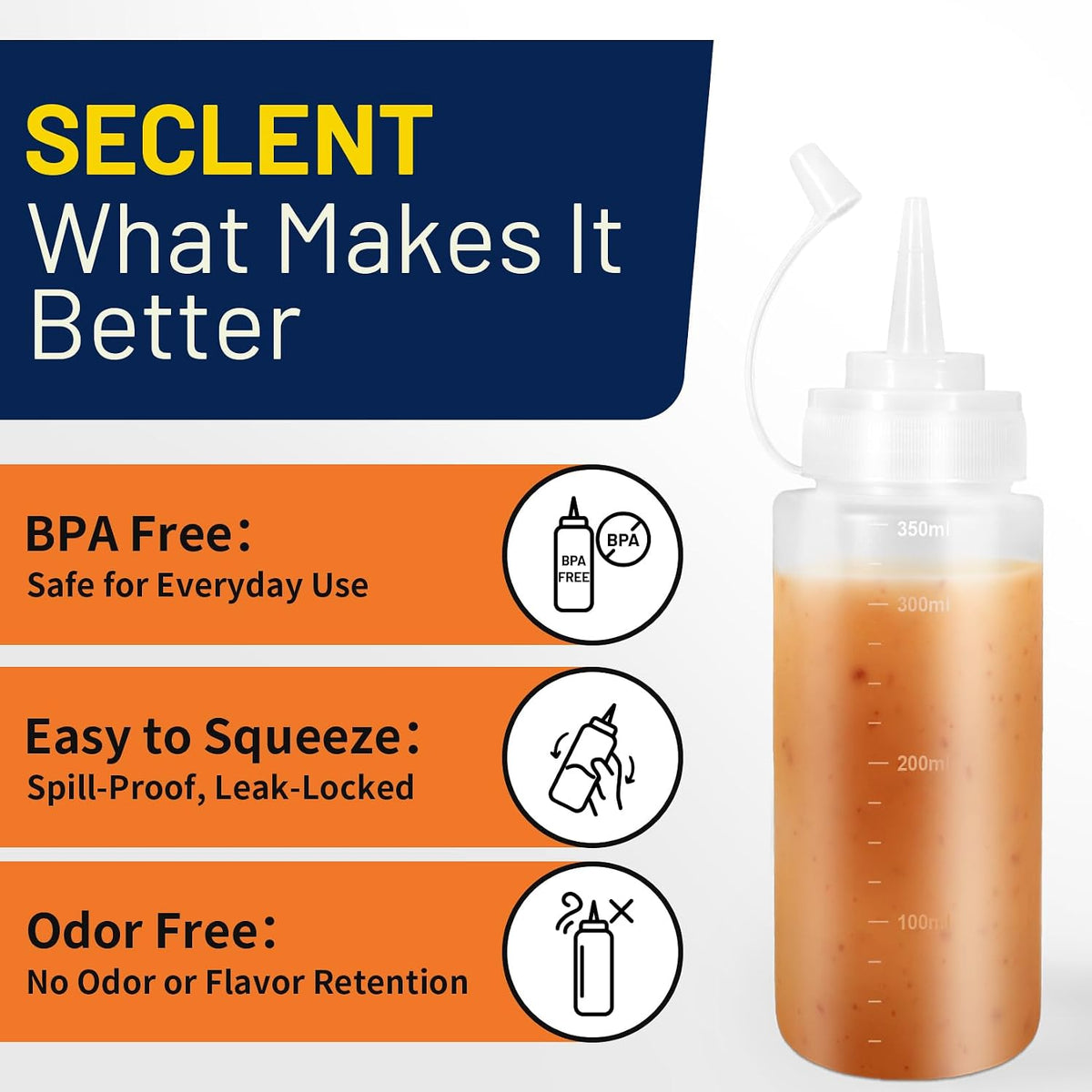 8oz Squeeze Bottles, Sauce Bottles, Squirt Bottle, Salad Dressing Bottle