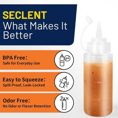 8oz Squeeze Bottles, Sauce Bottles, Squirt Bottle, Salad Dressing Bottle