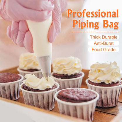 XSEINO Disposable Piping Bags, 12 Inch - Heavy Duty Anti Burst Pastry Bags With Bump Non-slip Design For Icing and Frosting and Cookies Decoration Bags(Thickened)