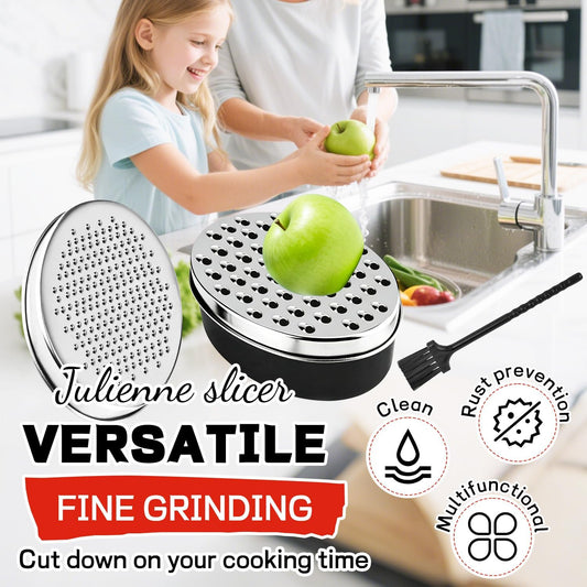 Cheese Grater with Container, Red Stainless Steel, Fine and Coarse Blades, Food Storage Box with Lid, for Parmesan, Cheddar, Ginger, Vegetables, Chocolate, Nutmeg