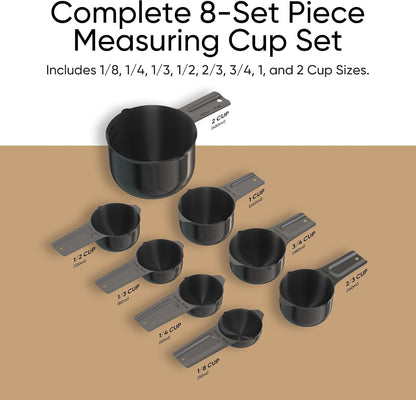 Color Up Measuring Cup Set, 8 Piece, Copper and Chrome Finish, Stainless Steel, Accurate for Wet & Dry Ingredients, Embossed Markings, Easy Pour Spouts, Dishwasher Safe, Kitchen Essential (Stainless)