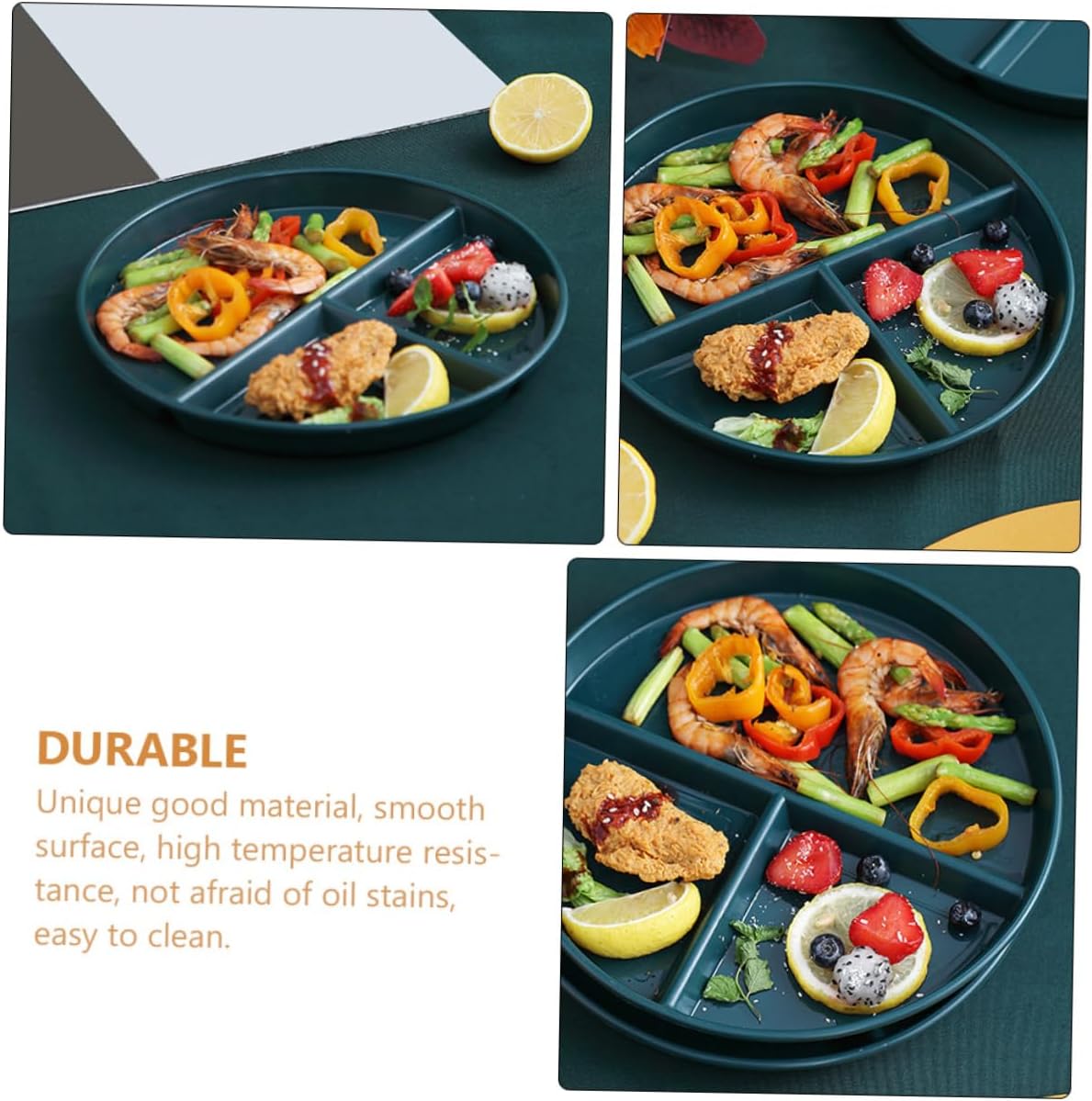 MAGICLULU PP Divided Plate for Portion Control Three-Compartment Tray Fixed Breakfast Plate for Diet Management for Adults Meal Prep and Healthy Eating