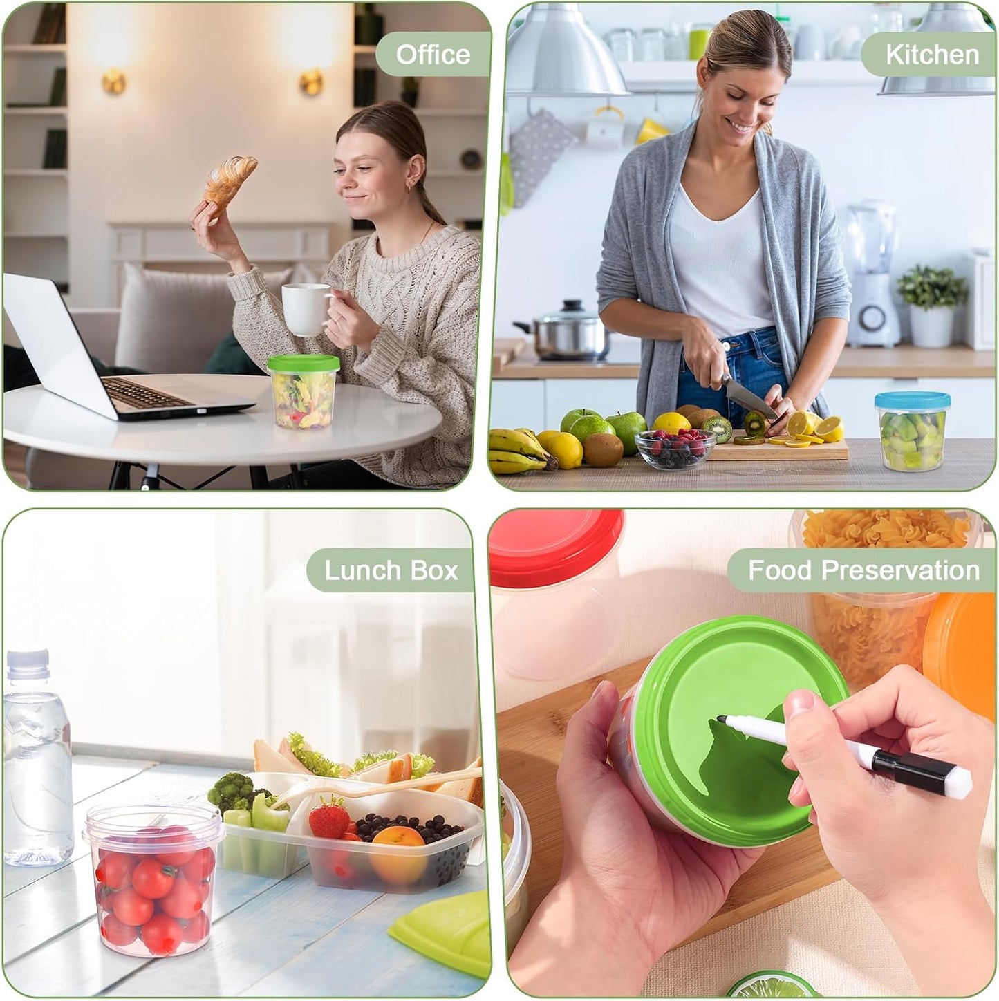 10 oz Plastic Containers with Lids, 12 Pack Stackable Small Freezer Container, Reusable Clear Food Storage Meal Prep Containers for Snack Fruit, Microwave & Dishwasher Safe