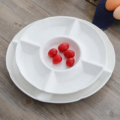 Ceramic Chip and Dip Serving Tray,Porcelain Divided Serving Platter, Perfect for Chips and Dip, Veggies, Candy and Snacks (12Inch)
