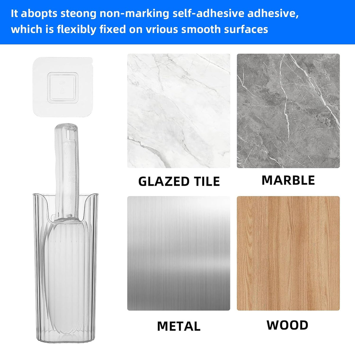 Acrylic Ice Scoop With Plastic Holder For Freezer and Ice Machine