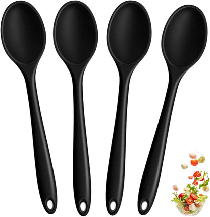 Silicone Spoons Set of 5,Mixing Spoons for cooking,Heat Resistant Spoons, Mixing Spoons for Kitchen Cooking Baking Stirring Mixing Tools (2pcs Large & 3pcs small)