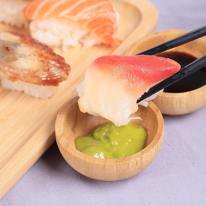 Dipping Bowls Set, Small Bamboo Pinch Bowls for Soy Sauce/Condiment/Snacks, Mini Serving Bowls for Charcuterie Board for BBQ/Entertaining, 1.4 oz Bamboo Wooden Ramekins