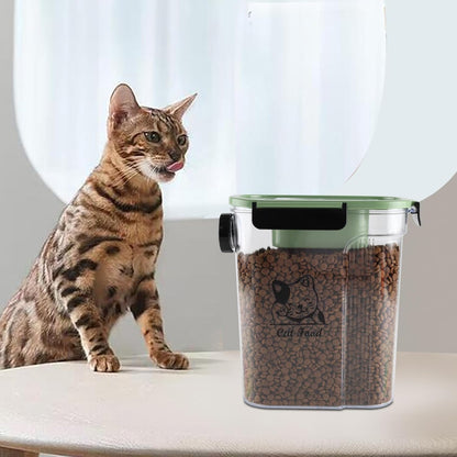 Cat Food Storage Container,Pet Food Storage Bin with Side Pouring Spout and Handle,4lb Cat Treat Containers Dry Food,Airtight BPA Free Portable Cat Food Holder Storage for Oatmeal,Rice,Flour