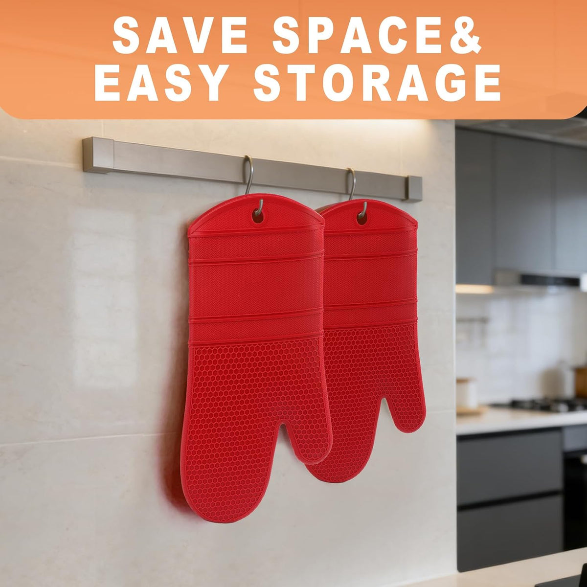 Yutat Silicone Oven Mitts - Oven Mitts and Pot Holders Sets Made of Non-Slip & BPA-Free Silicone, High Heat Resistant 500 Degrees, Perfect for Kitchen Cooking Baking BBQ, Peak Green