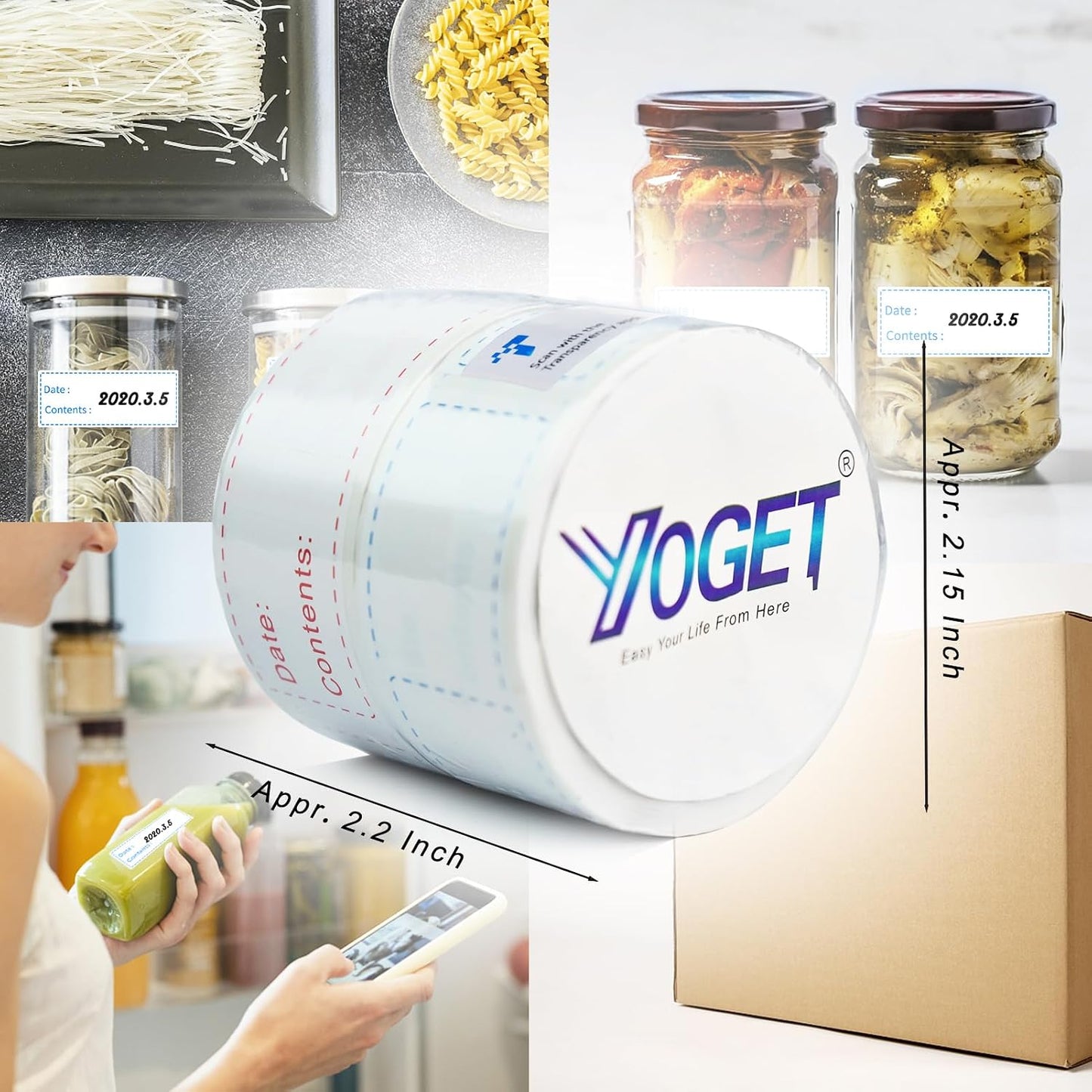 300pcs Removable Freezer Labels, Yoget 1 x 3 Inch Food Storage Stickers, Refrigerator Freezer Paper Label Easy Clean Leaves No Residue, 2 Color Food Labels Roll