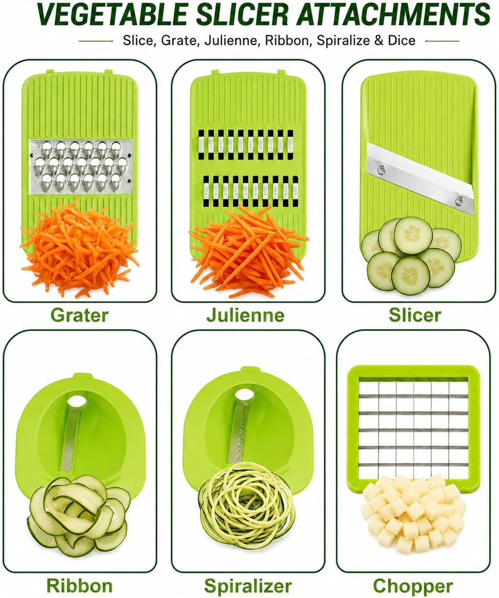 Large Salad Spinner with Slicer - 7-in-1 Lettuce Spinner, Chopper & Grater