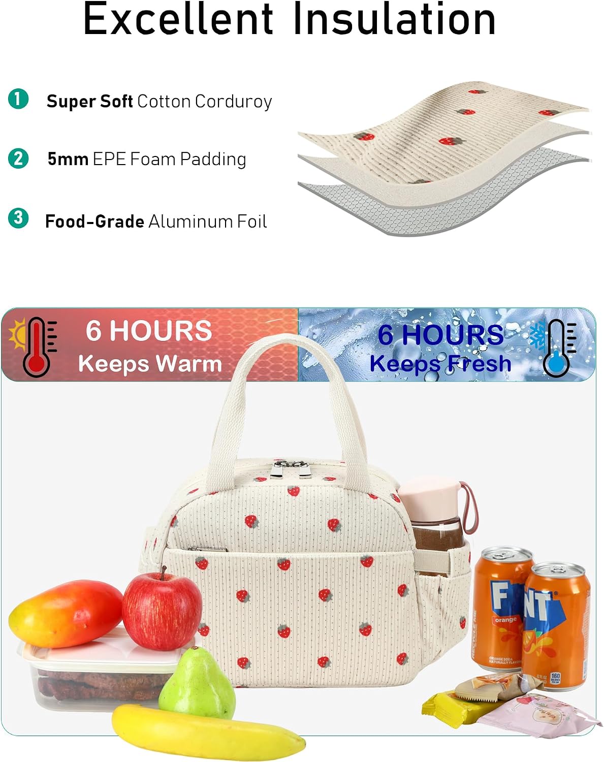 Lunch Box Lunch Bag Insulated Lunchbox Cute Reusable Lunch Tote bags for School Work Picnic for Kids Girls Women (Pink Bowknot)