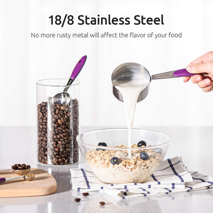 Measuring Cups : U-Taste 18/8 Stainless Steel Measuring Cups and Spoons Set of 10 Piece, Upgraded Thickness Handle(Black)