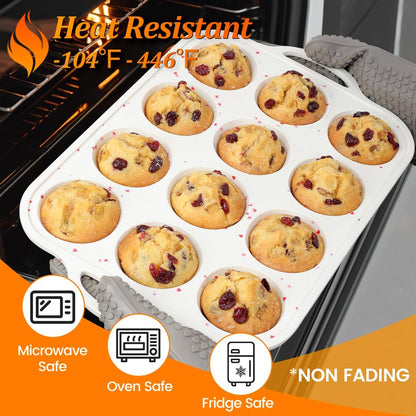 CAKETIME Mini Muffin Pan, Metal Reinforced Frame Mini Cupcake Pans 24 Cups Nonstick Muffin Silicone Molds with Handle for Baking Muffins, Cupcakes, Egg Bites 2 Pack