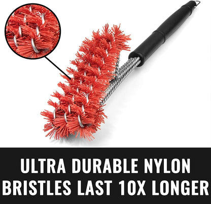 Grillaholics Grill Brush for Outdoor Grill - Safe Bristle Free BBQ Brush with Built-in Scraper – The Perfect Grilling Accessory for Cleaner Grilling