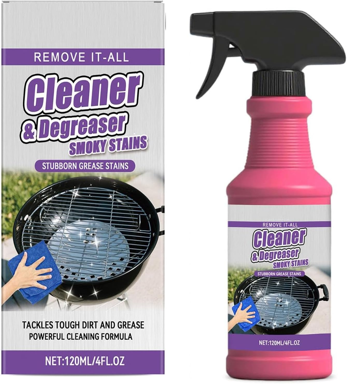 Fast-Acting Heavy-Duty Grill Degreaser Spray, Bbq Grill Cleaner, Outdoor Grills Cleaner, All Purpose Heavy Oil Cleaning Agent for Barbecue Grills,Heavy Duty Cleaner for Burnt Food & Grease (3PCS)