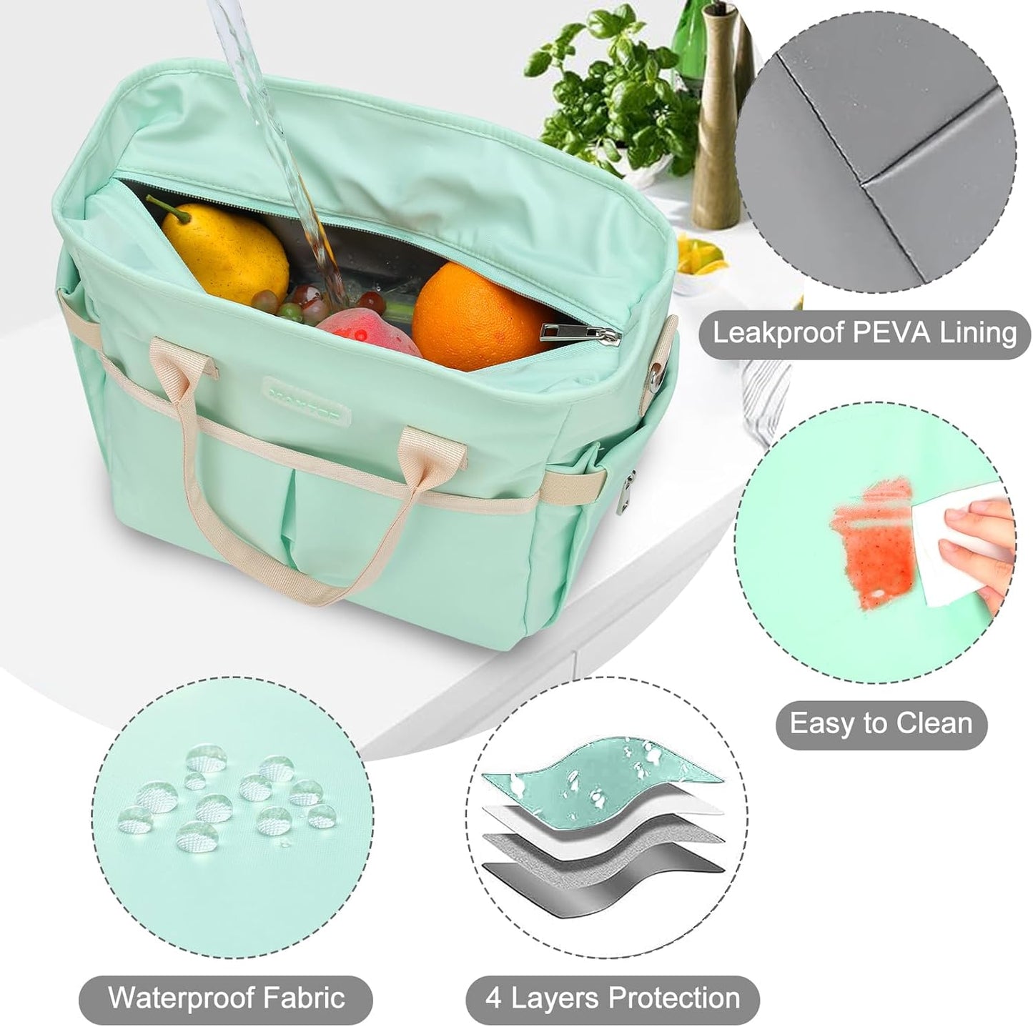 MAXTOP Lunch Bag Women for Work Insulated Thermal Lunch Box for Men with Wide-Open Pocket Reusable Leakproof Cooler Bags with Removable Shoulder Strap for Teacher Nurse Office Picnic Travel Black