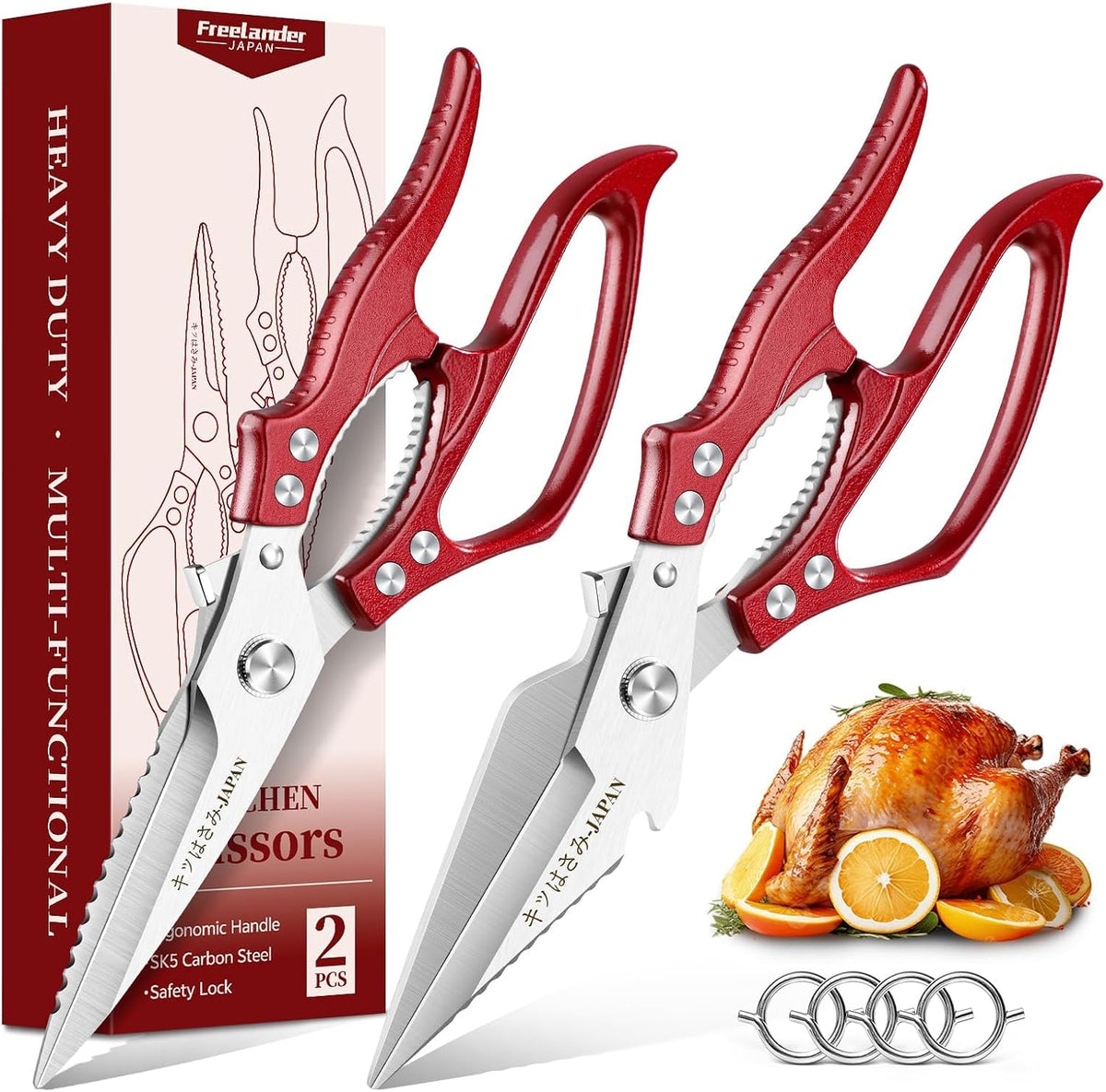 Freelander Kitchen Scissors Set - All Purpose Heavy Duty Poultry Shears