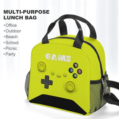 Game Lunch Bag for Boys Girls Gamer, Insulated Video Game Lunch Box for School Work Office Travel Picnic Hiking Beach, Waterproof Leakproof Portable Fits Most Bento Boxes