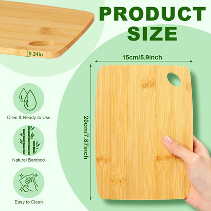 FoldTier 12 Pcs Wood Cutting Boards Bulk 8 x 6 Inch Small Kitchen Charcuterie with Oval Hole Kitchen Serving Chopping Boards for Pizza, Bread, Charcuterie, Fruit, Vegetables(Bamboo)