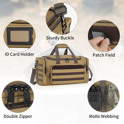 Tactical Pistol Range Bag, Gun Range Bag for Handguns, Shooting Duffle Range Pistol Bag with 6X Magazine Slots, Extra Pockets for Ammo and Essentials