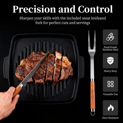 13Pcs Stainless Steel BBQ Grilling Accessories Set, Dad Gifts for Fathers Day Grilling Gifts,Portable Practical Grill Tools Utensils Kit with Storage Bag for Outdoor Grill Camping Backyard