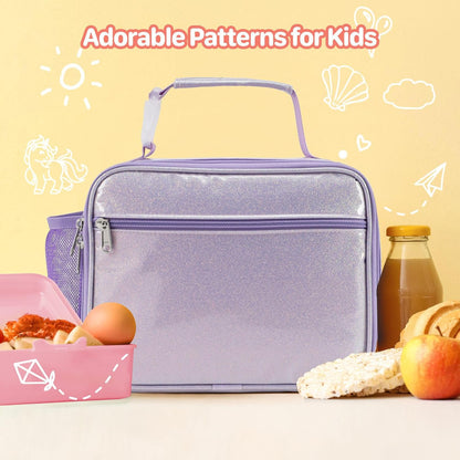 Kids Lunch Bag Boys - Insulated Kids Lunch Box Reusable Lunchbox with Water Bottle Holder Toddler Lunch Tote Bag for School Daycare, Black Dino Fossil