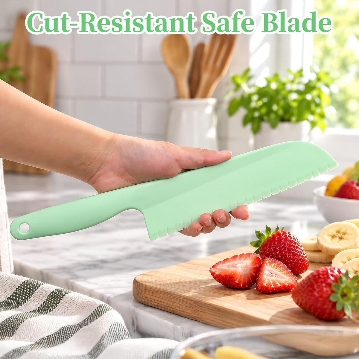 6-Piece Lettuce Knife, Plastic Knife for Cutting Lettuce, Prevents Browning